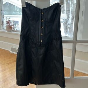 Urban Outfitters Black Strapless Faux Leather Corset Dress